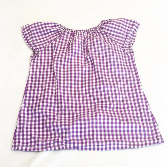 Olive Juice Gingham Plaid Top sz 7 purple gingham short sleeve Flutter Sleeve - Picture 3 of 6